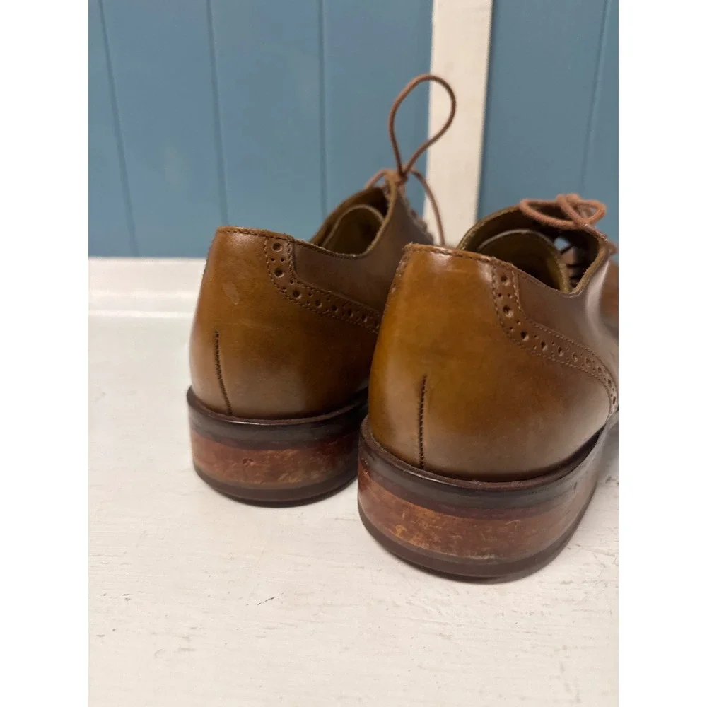 Cole Haan Mens Wingtip Oxford Brogue Shoes Brown Leather Lace Up Dress‎ Size 11